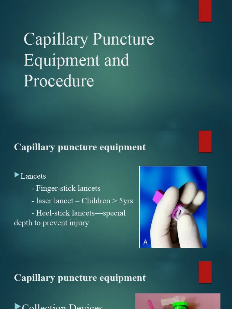 Capillary Puncture Equipement and Procedure PDF Capillary Vein