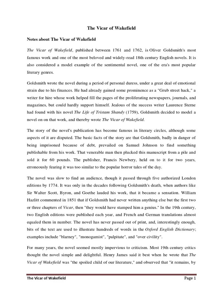 The Vicar of Wakefield Summary1 PDF