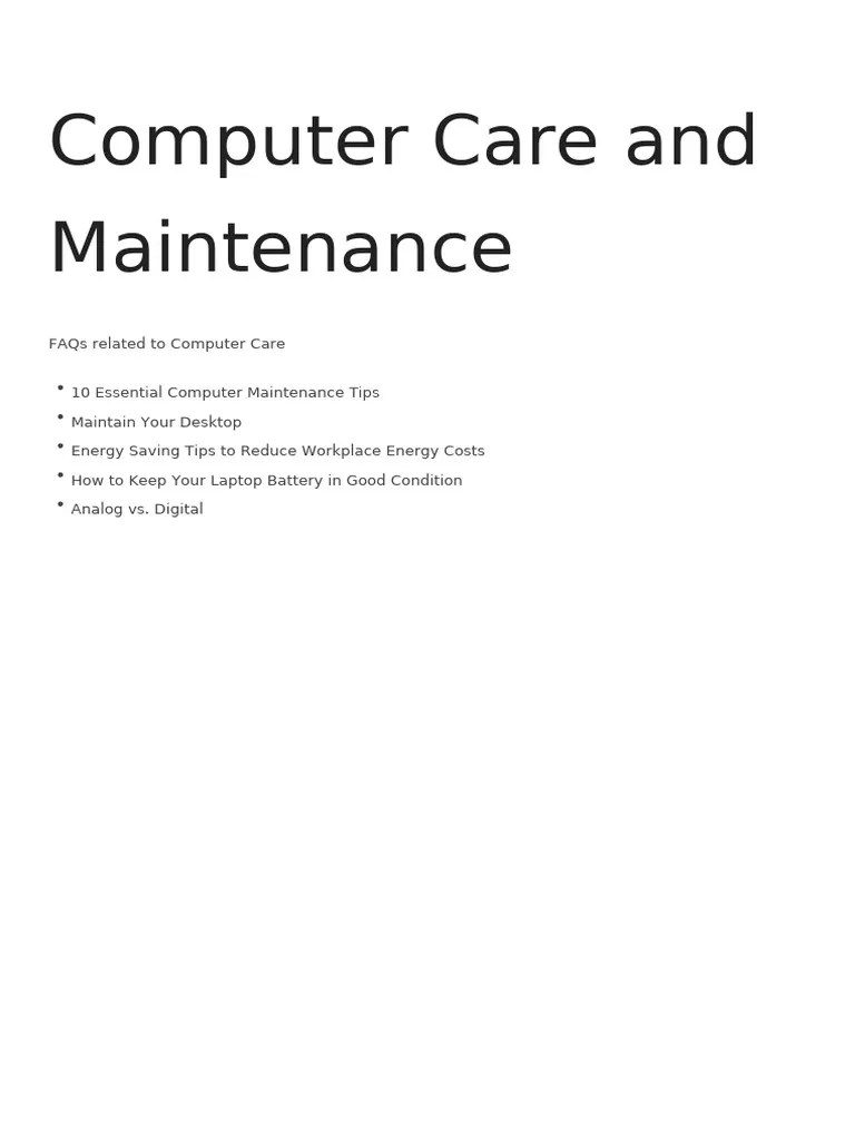 Computer Care and Maintenance PDF