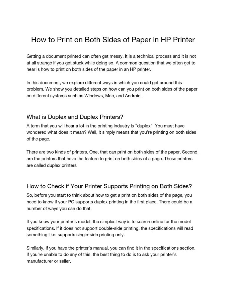 How To Print On Both Sides of Paper in HP Printer PDF Printer