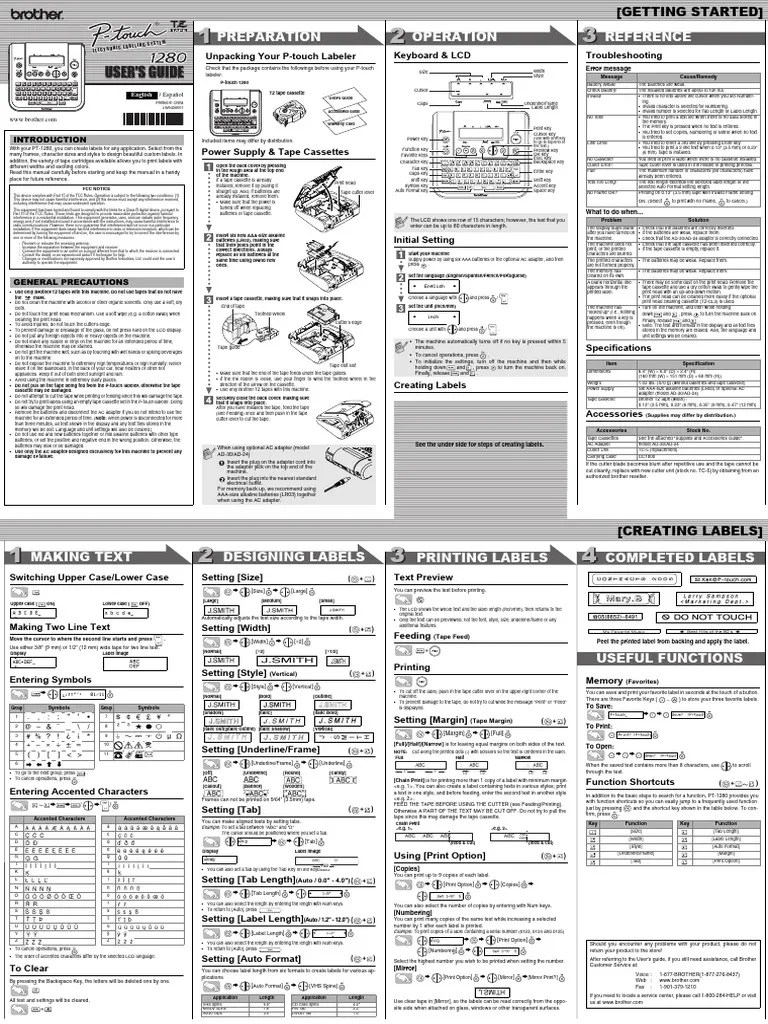 BROTHER P-Touch 1280 Manual | PDF