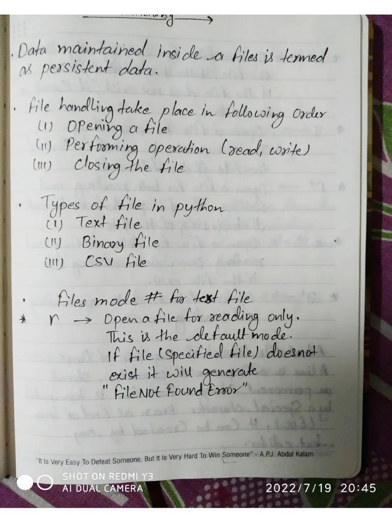 File Handling Notes Handwritten PDF