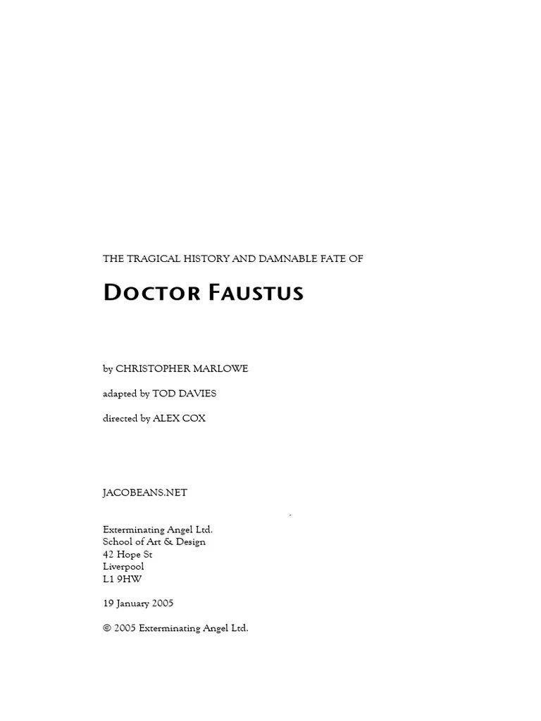 DR Faustus Play Script For Stage PDF
