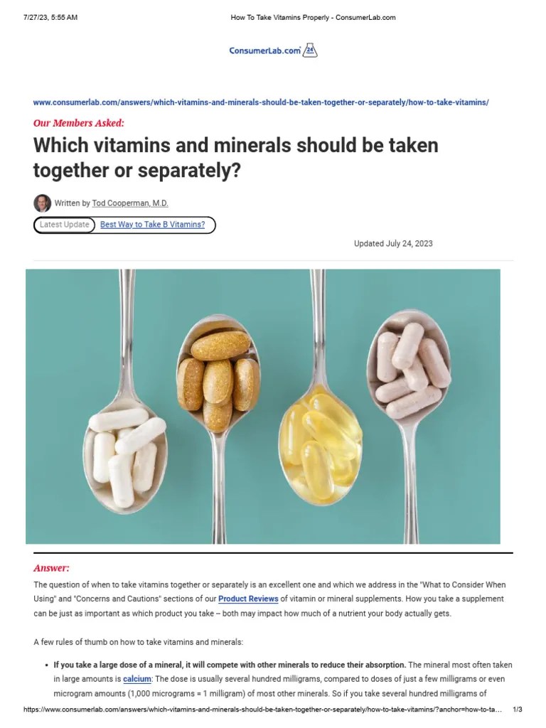 How To Take Vitamins Properly PDF Dietary Supplements Vitamin
