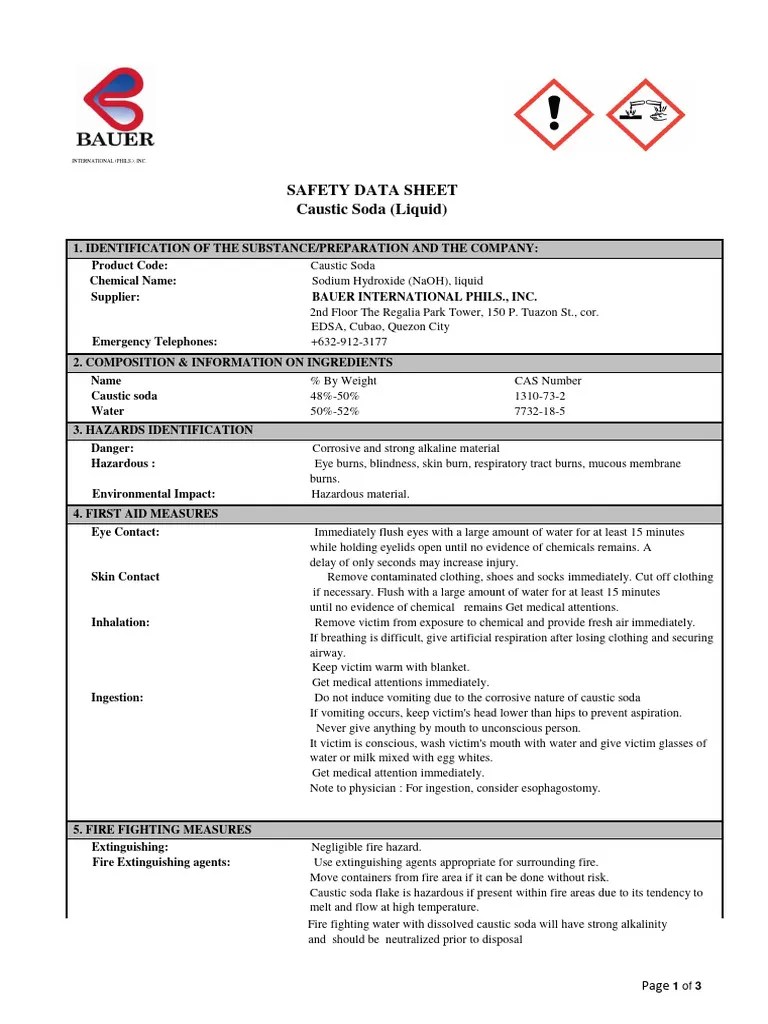 Caustic Soda Liquid SDS 2023 PDF
