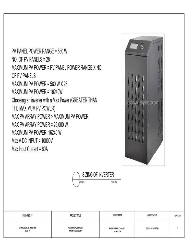 Sizing of Inverter | PDF