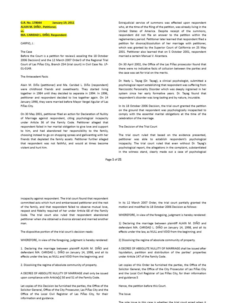 Week 4 Assigned Cases PDF Annulment Divorce