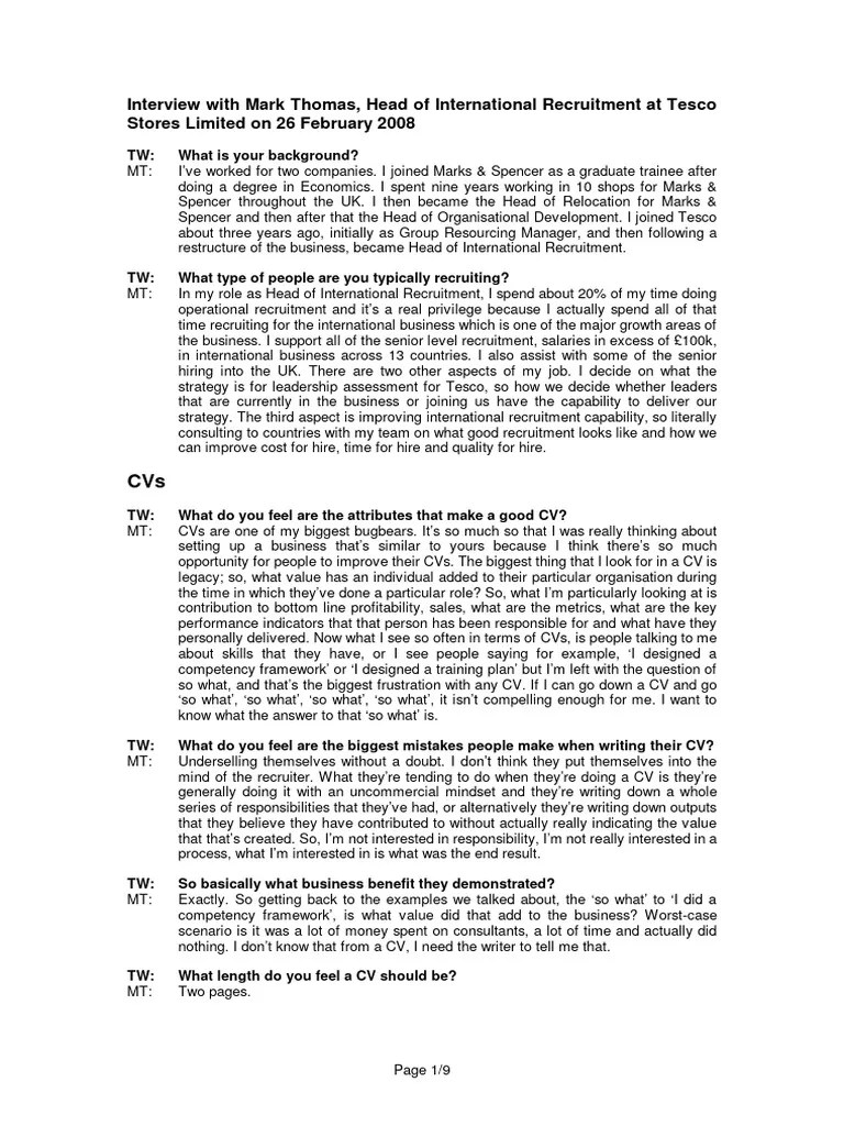 Tesco Interview PDF