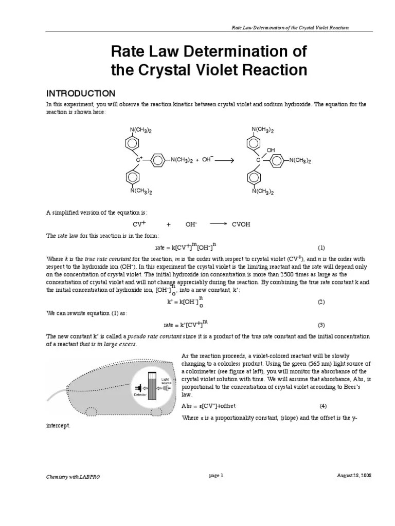 Crystal Violet Hydroxide Chemical Reactions