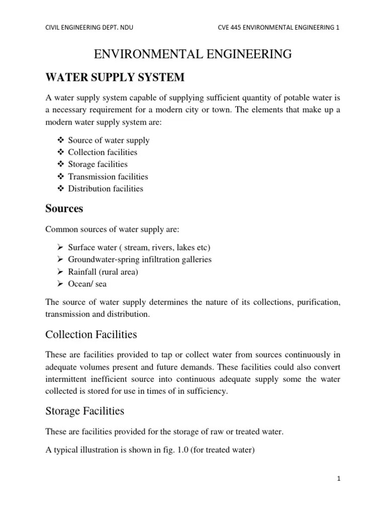 Environmental Engineering 1 Lecture Note PDF