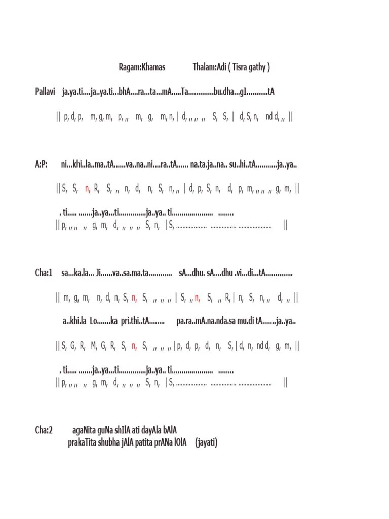 Jayathy Jayathy Notes Carnatic Violin PDF