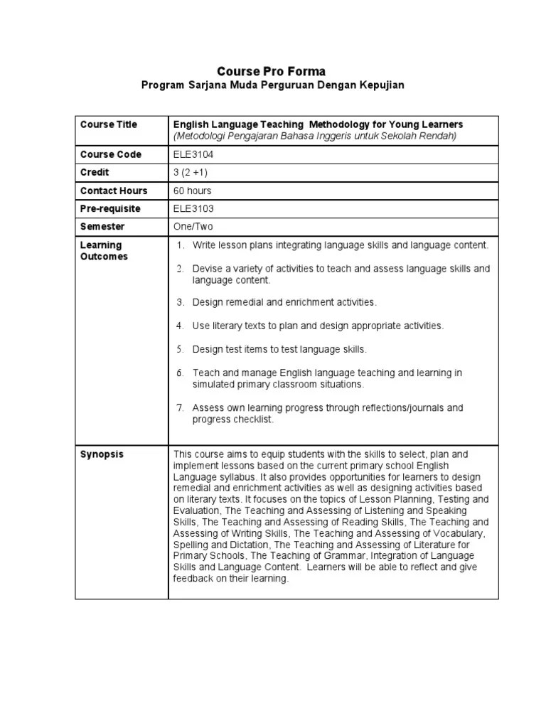 ELE3104 English Language Teaching Methodology For Young Learners PDF