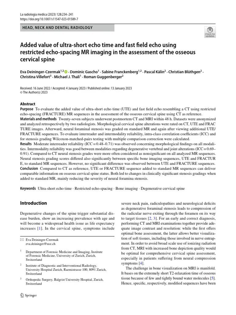 Added Value of UltraShort Echo Time and Fast Field Echo Using
