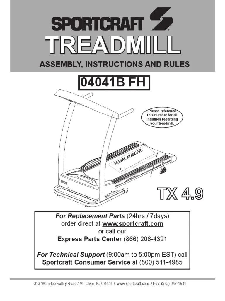 Treadmill Assembly, Instructions and Rules PDF Physical Exercise