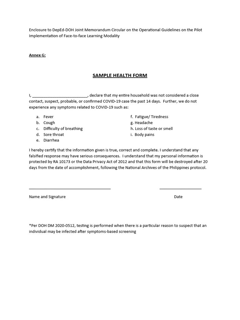 Enclosure To DepEd PDF