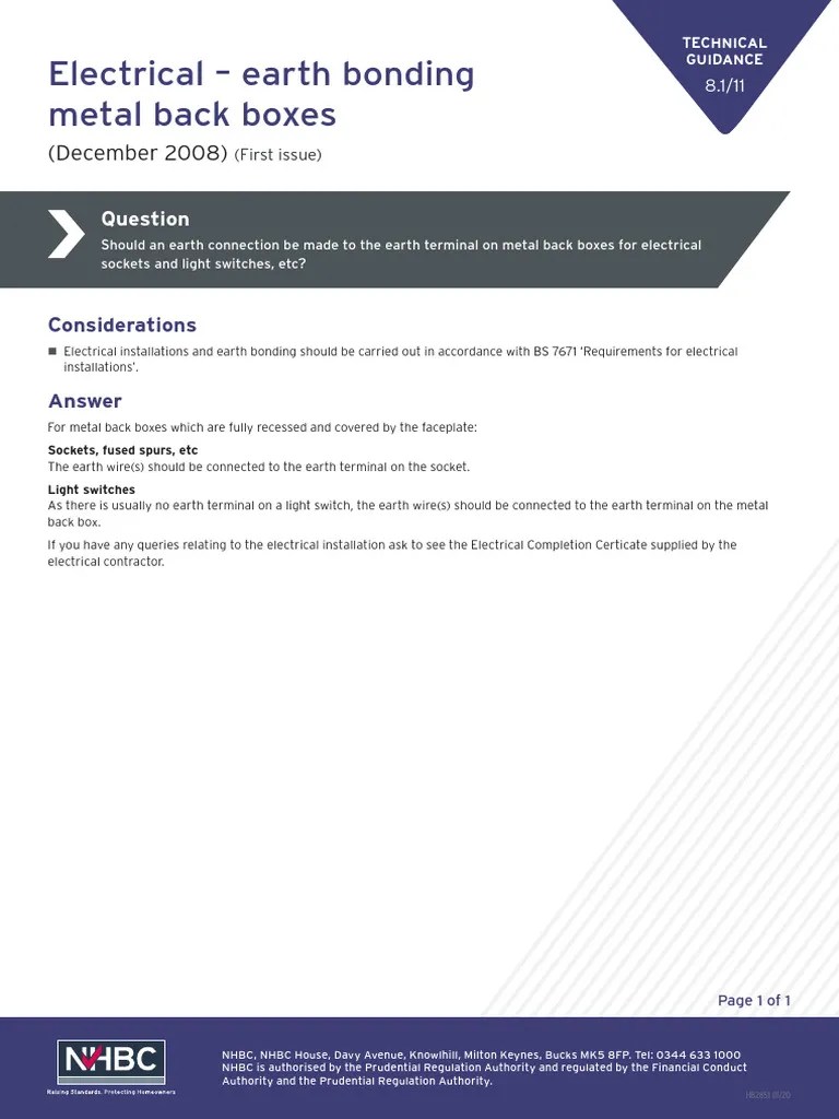 Electrical Earth Bonding Metal Back Boxes PDF
