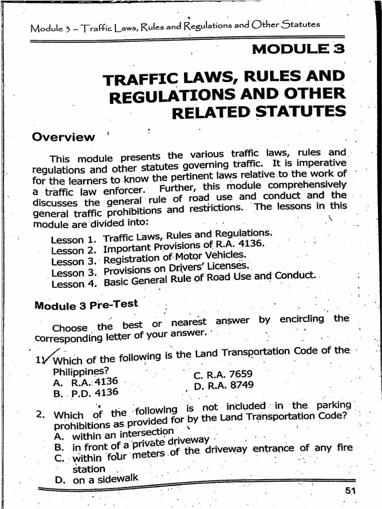 Modules 3 Traffic Laws Rules and Regulations PDF