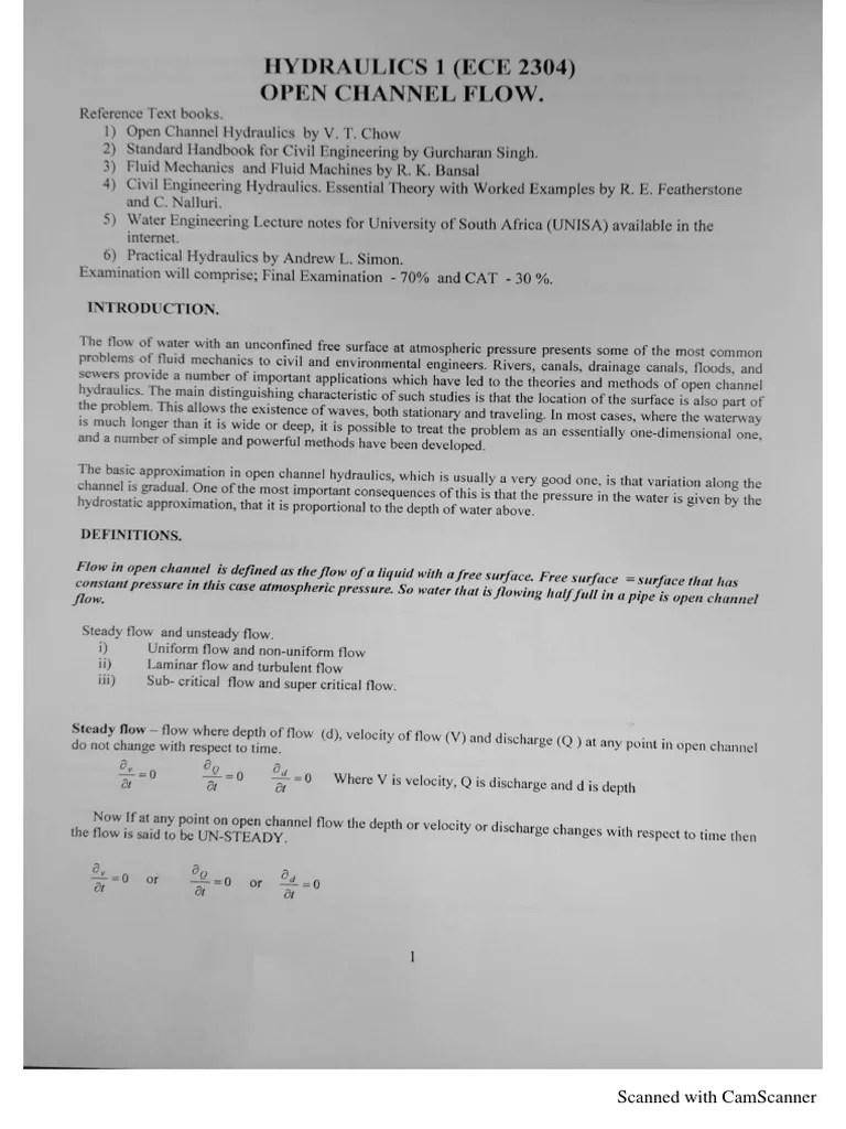 Hydraulics Notes PDF