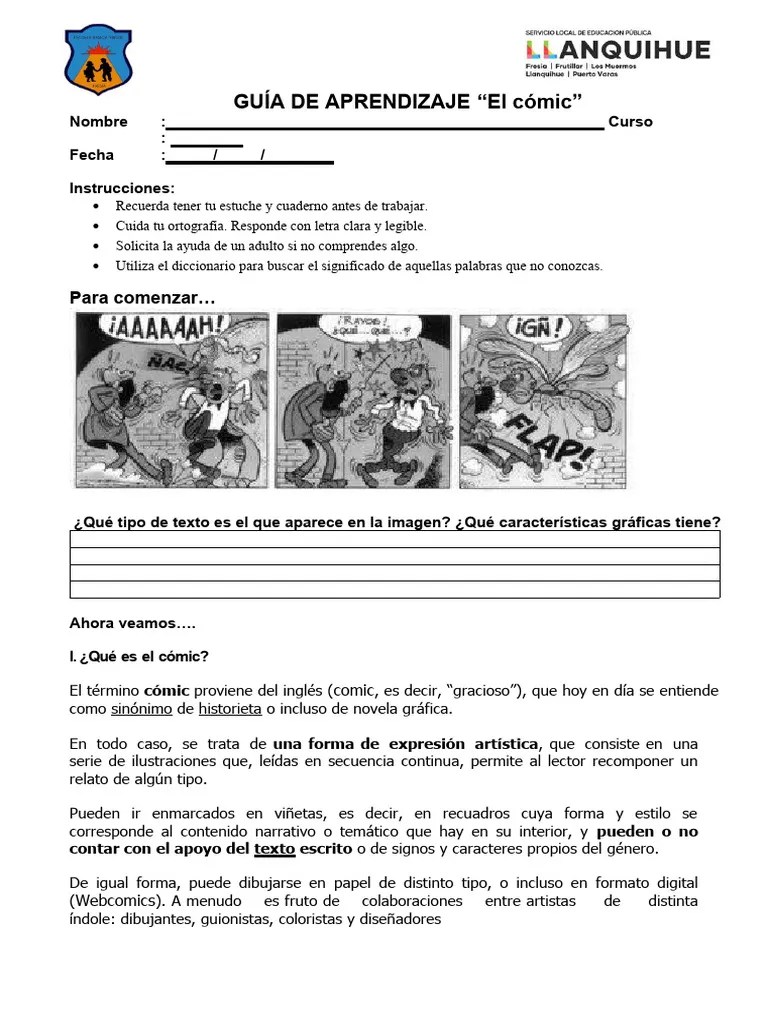 Guia Lenguaje 7° y 8° Comic PDF Cómics Comunicación humana