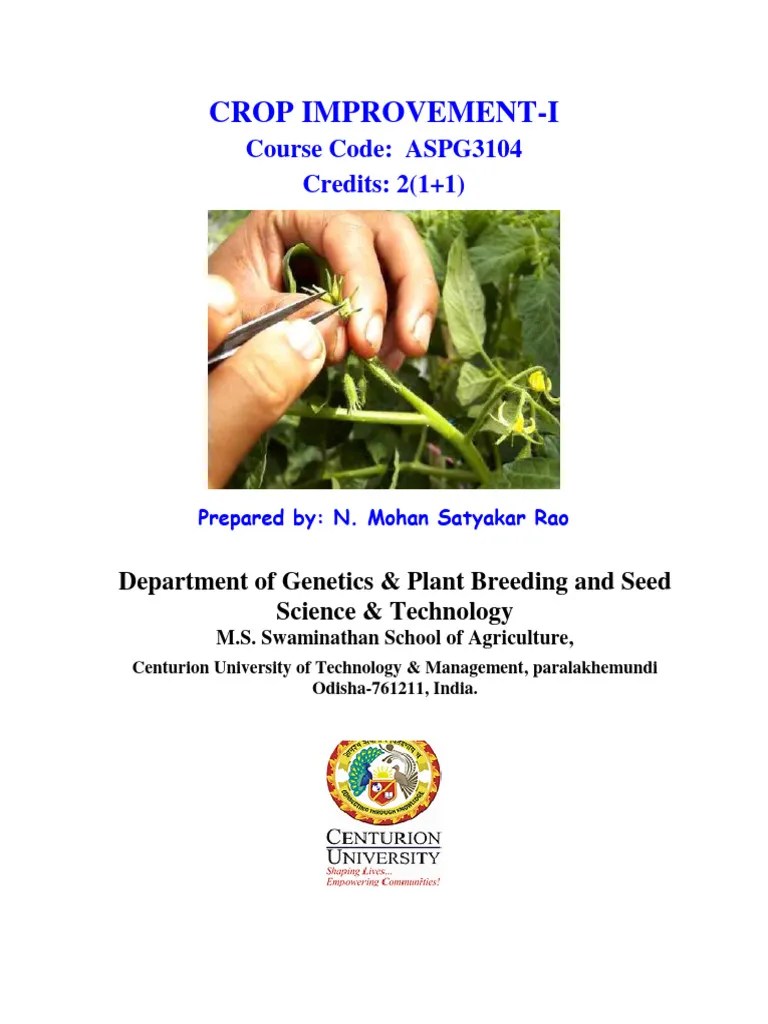 Crop Improvement 1 PDF Plant Breeding Capsicum