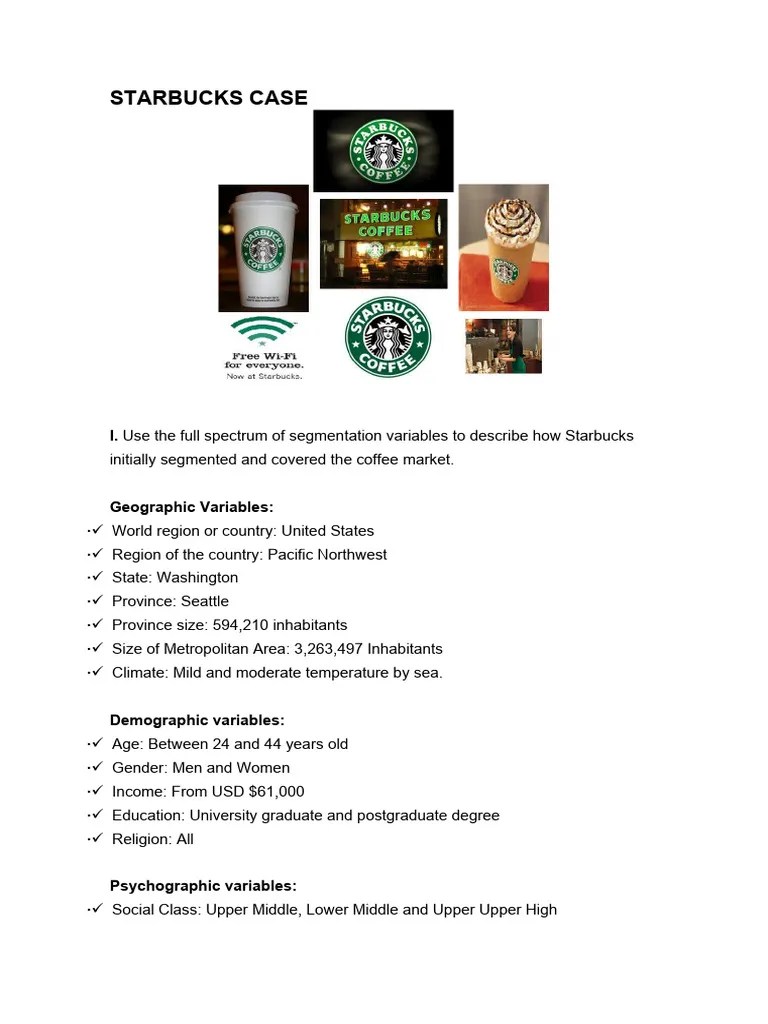 Starbucks Case Segmentation PDF Market Segmentation Starbucks