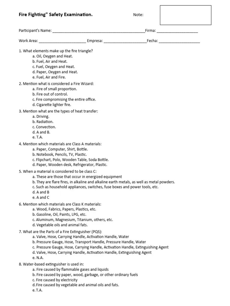 Fire Extinguisher Use Exam | PDF | Fires | Chemistry