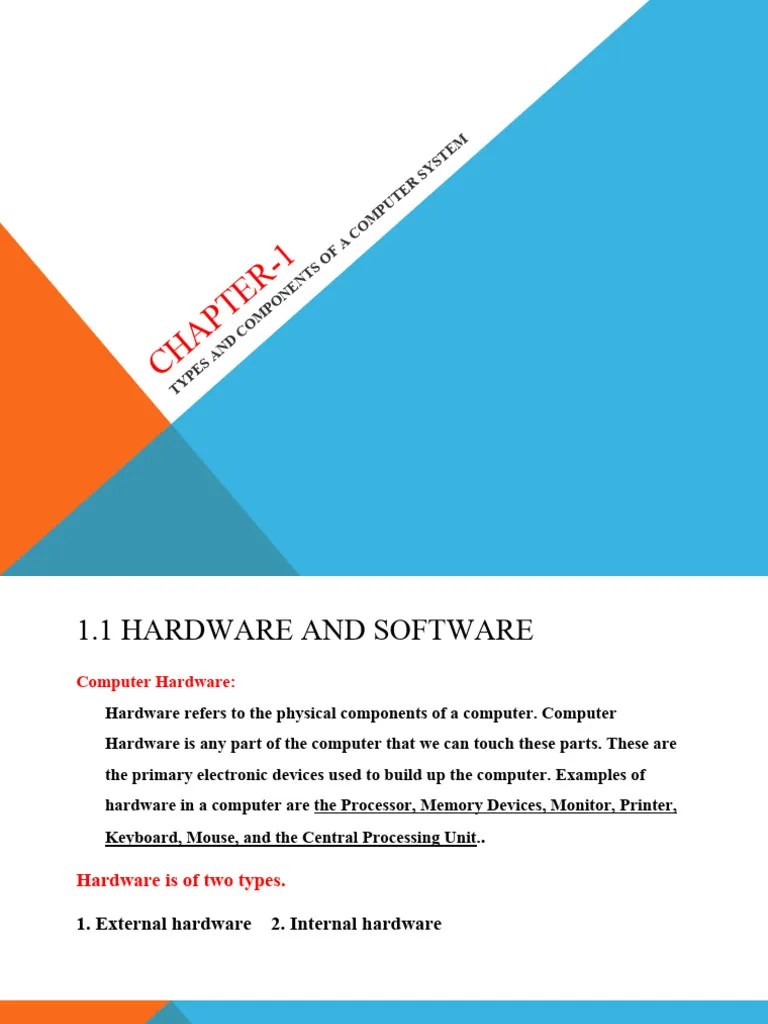 Chapter 1 Components of Computer PDF Computer Hardware Software