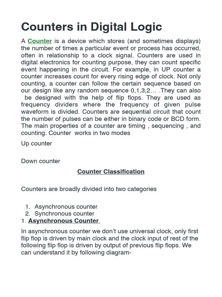 Counters Notes PDF Computer Data Electronics
