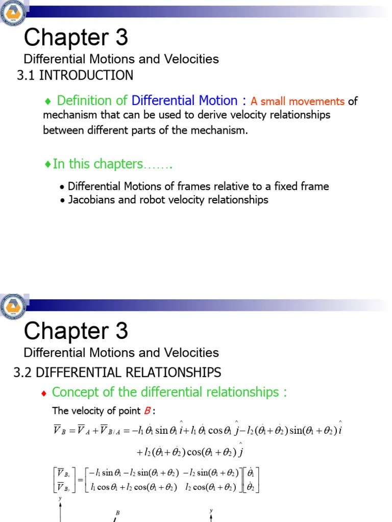 Differential Motions 1 PDF Derivative Rotation