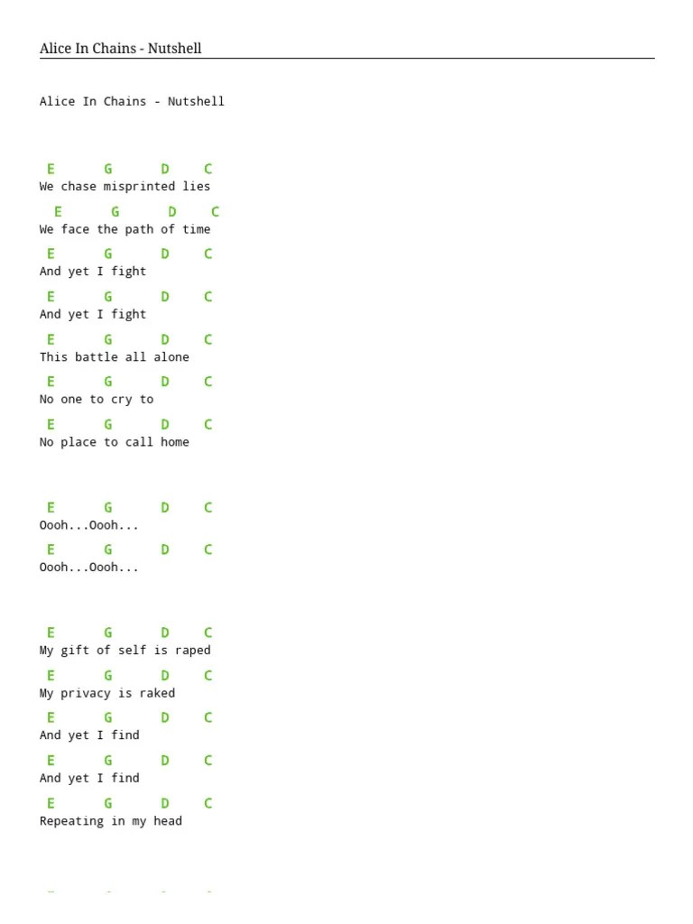 Alice in Chains Nutshell Chords PDF