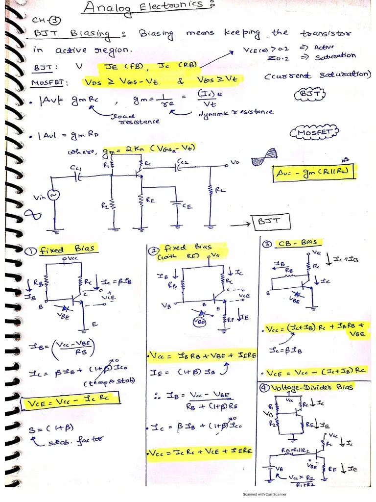 Analog Electronics Short Notes PDF
