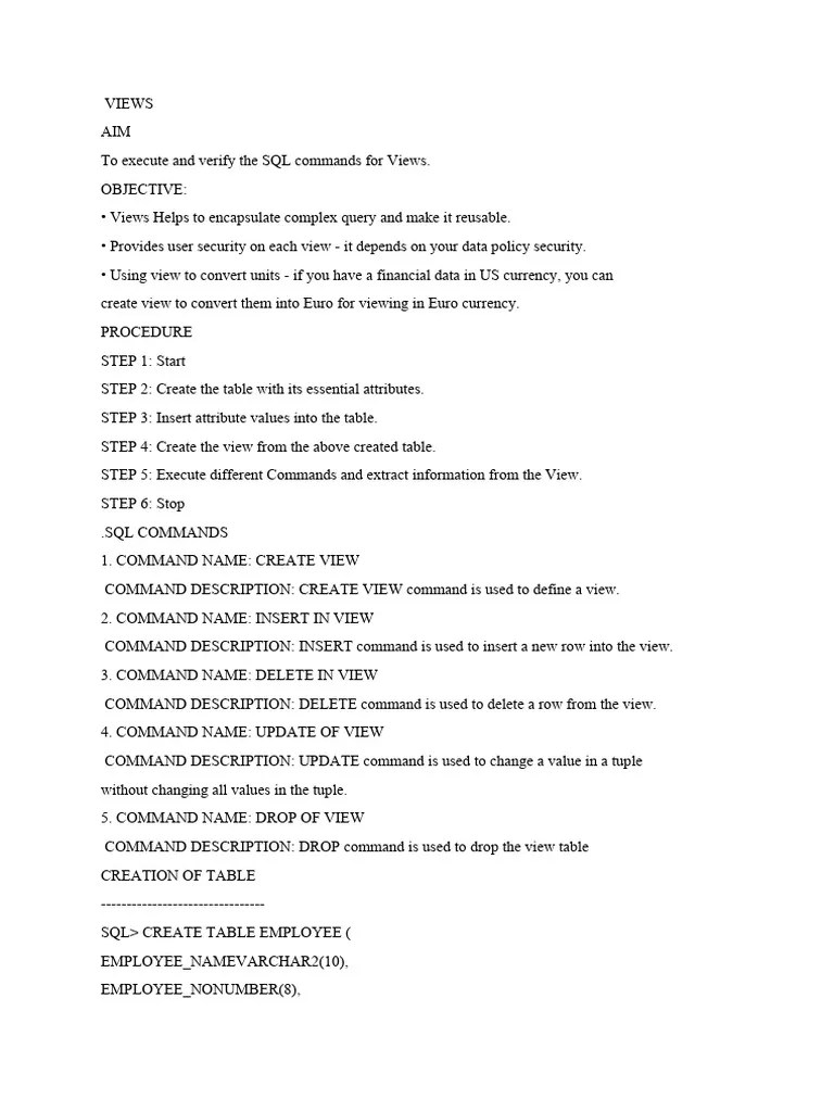 Rdbms Lab PDF Relational Database Table (Database)