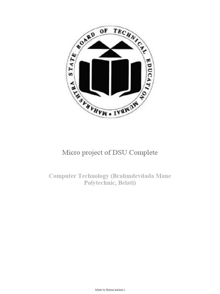 Micro Project of Dsu Complete Made Changes PDF Computer Science
