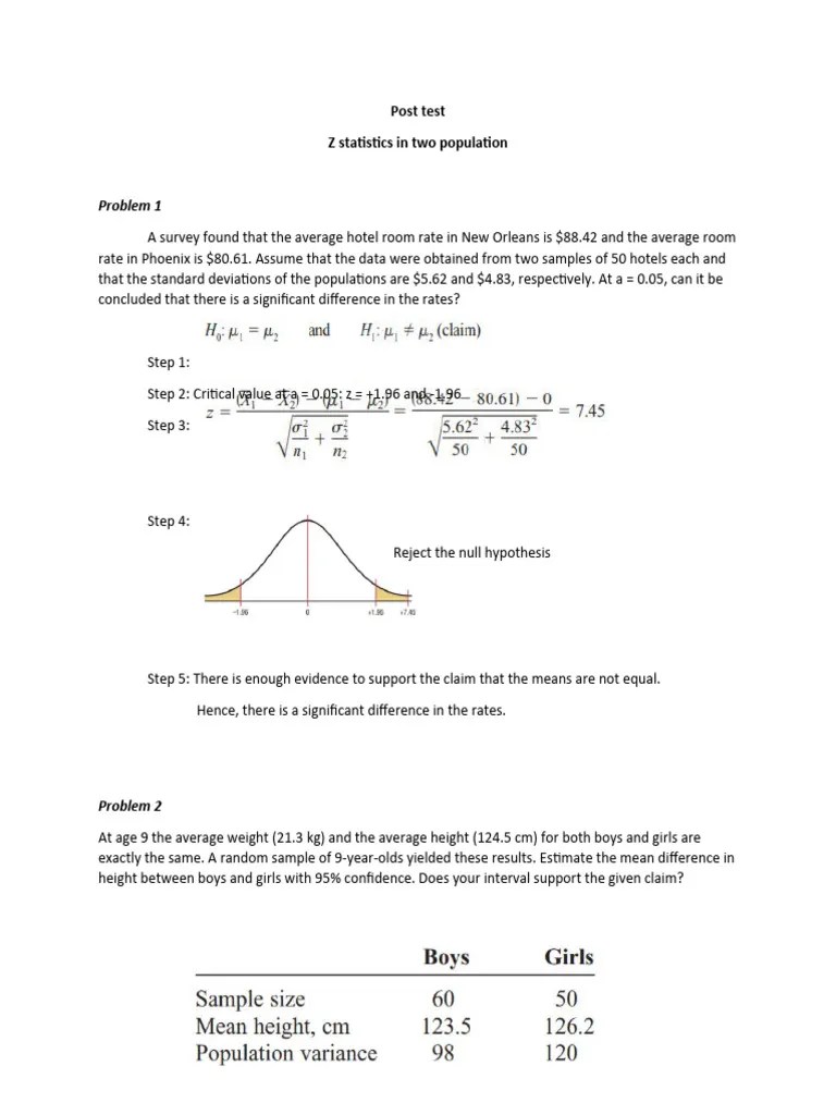 Z Test Sample Problem PDF