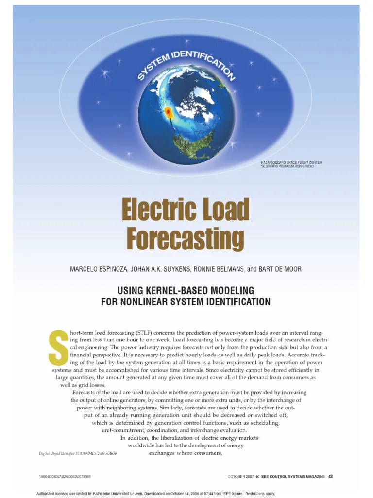 Electric Load Forecasting PDF Regression Analysis Support Vector