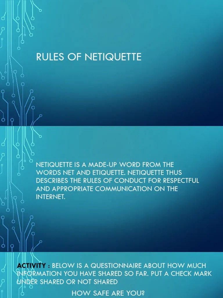 Rules of Netiquette PDF Malware World Wide 