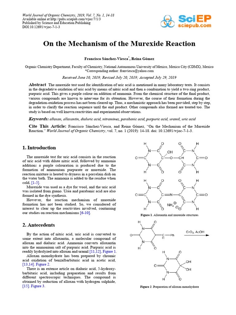 Mechanism of The Murexide Reaction PDF