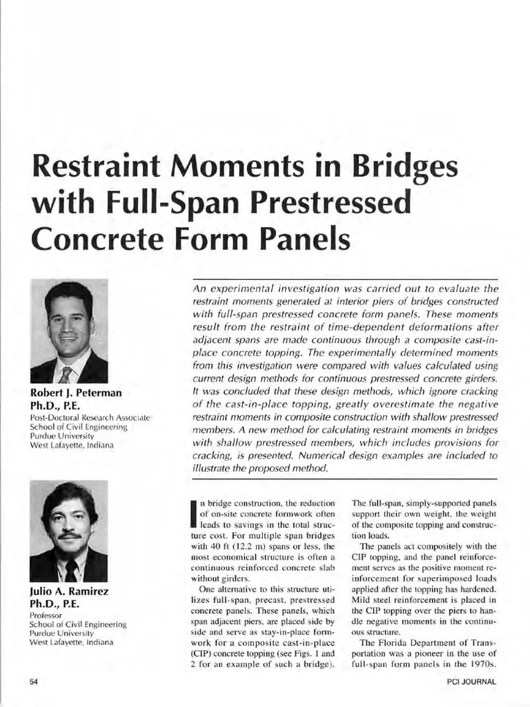 Restraint Moments in Bridges With FullSpan Prestressed Concrete Form