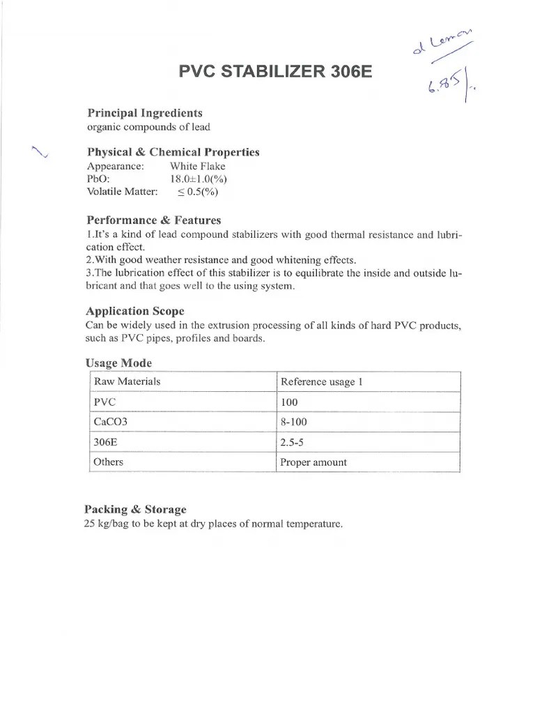 PVC Stabilizer TDS PDF
