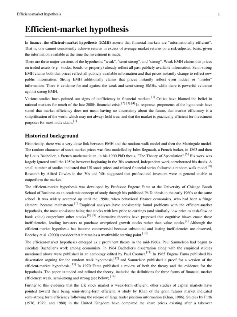 😀 The weak form of the efficient market hypothesis asserts that. Strong