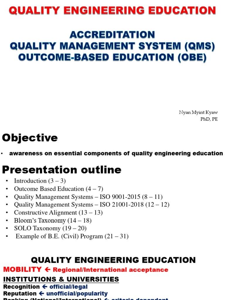 Quality Engineering Education PDF Quality Management Knowledge