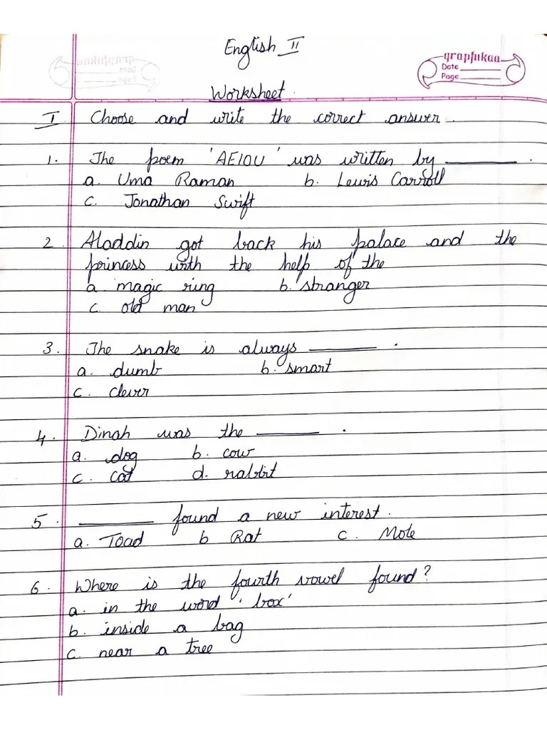 English II worksheet | PDF