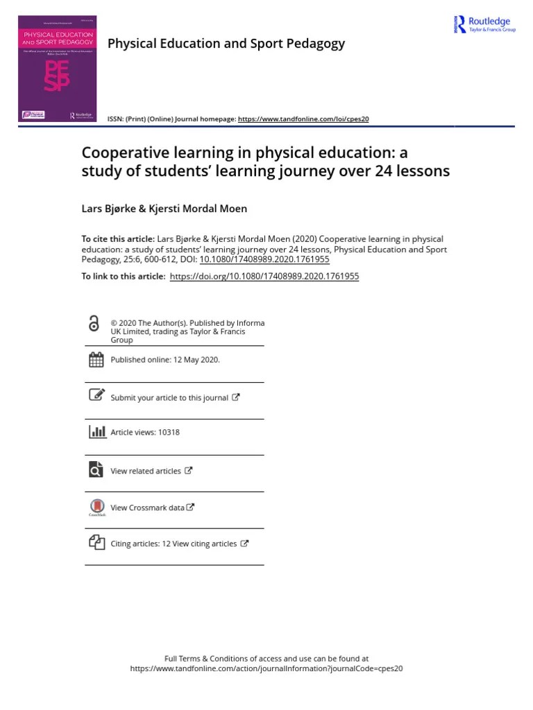 Cooperative Learning in Physical Education A Study of Students Learning