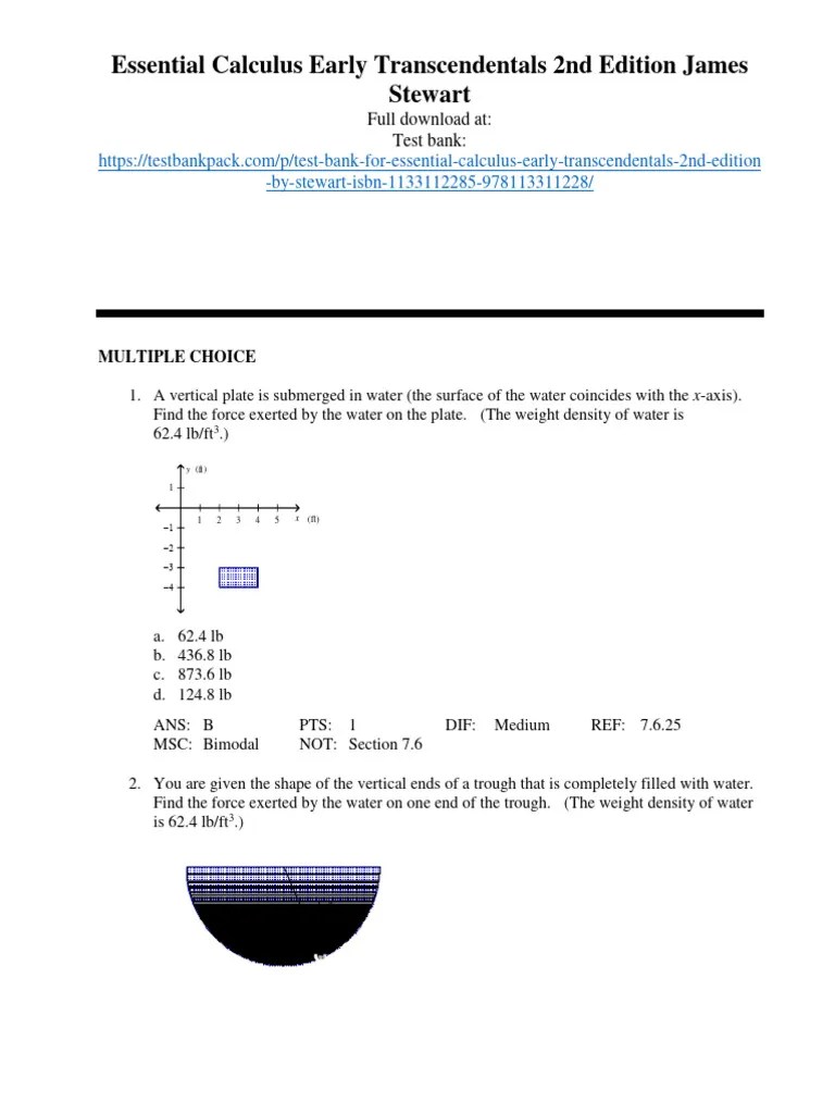 Essential Calculus Early Transcendentals 2nd Edition James Stewart Test