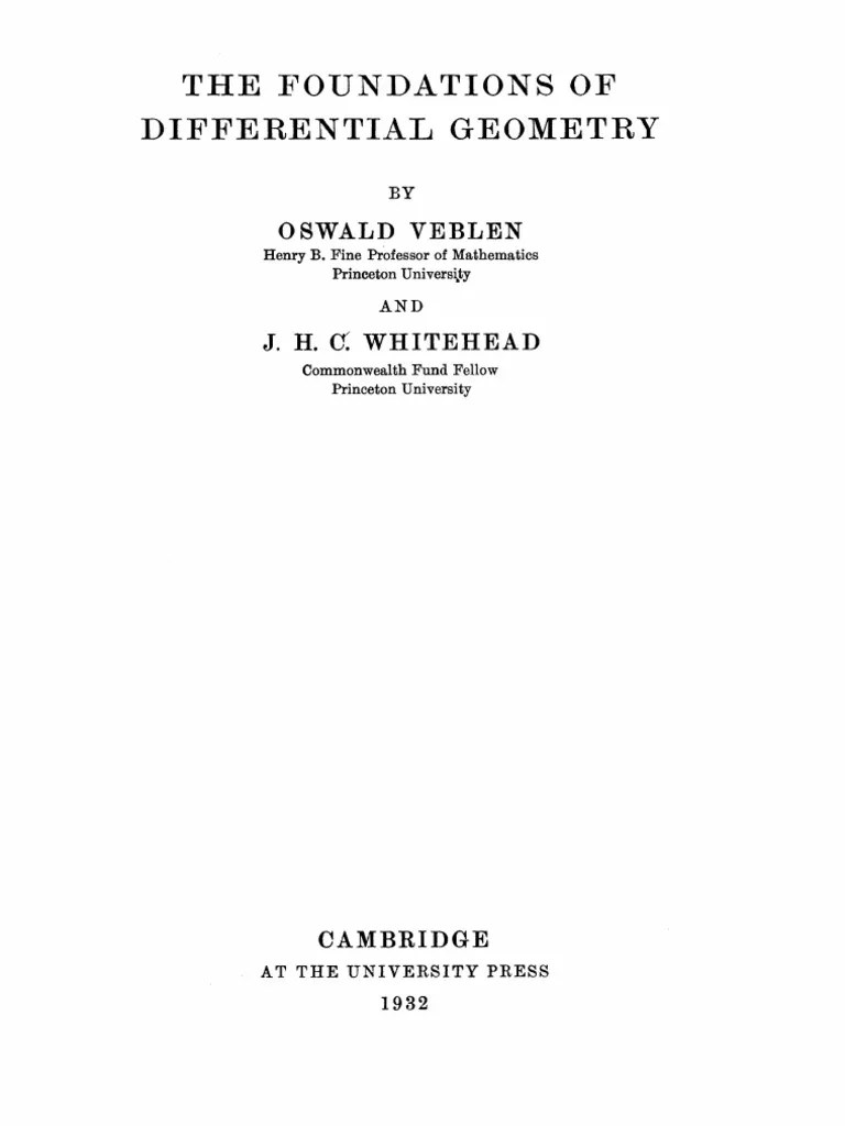 The Foundations of Differential Geometry PDF