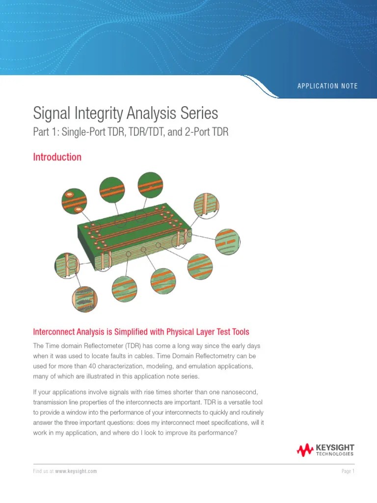 Signal Integrity Analysis Series Part 1 SinglePort TDR, TDR/TDT, and