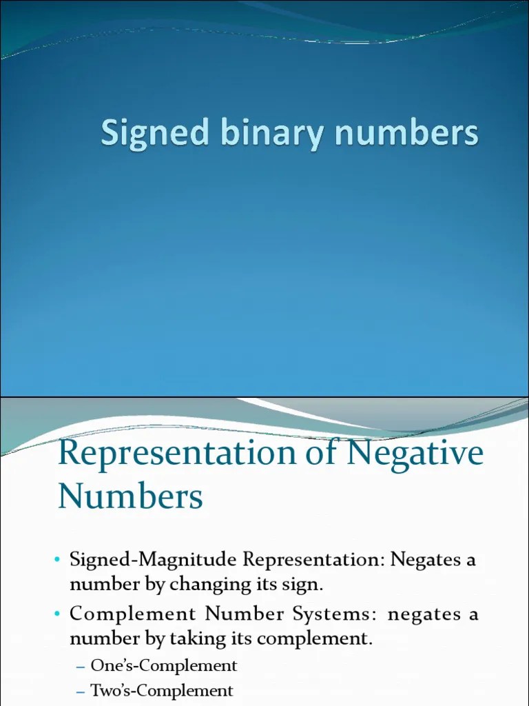 Signed Binary Numbers PPT PDF
