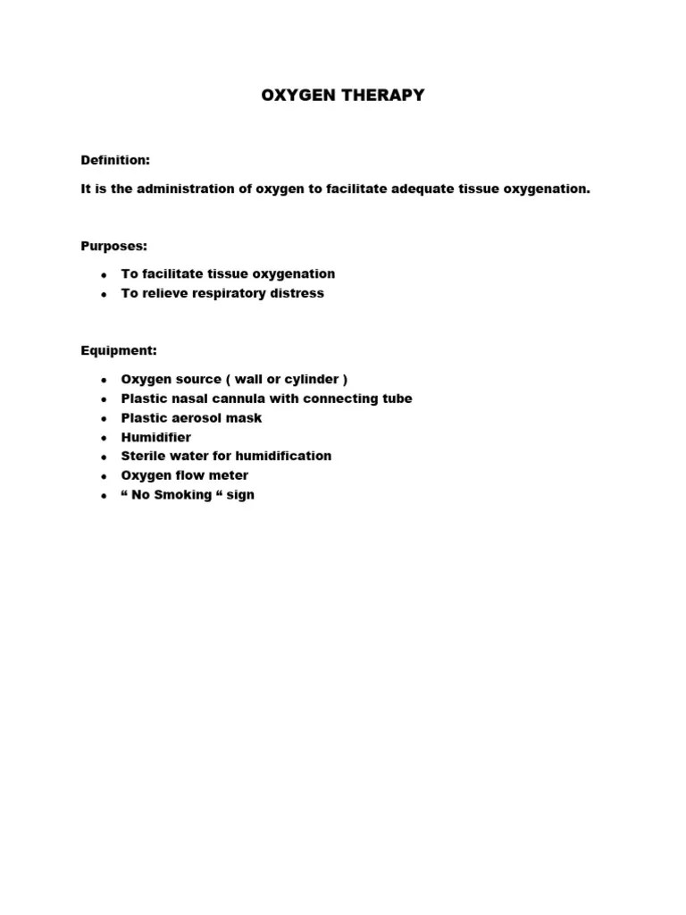 Oxygen Therapy Purpose PDF