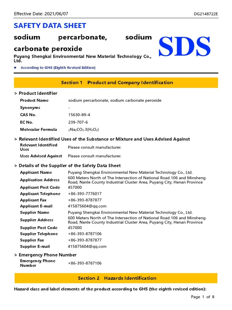 Hoja de SeguridadPercarbonato de Sodio PDF