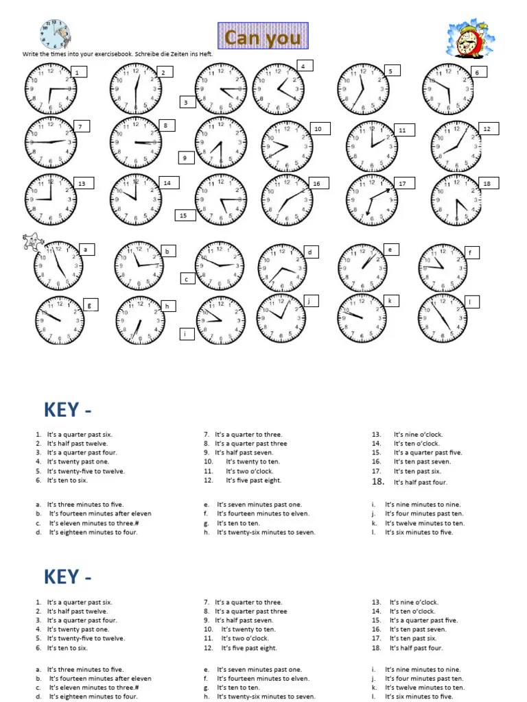 Can You Tell The Time Reading Comprehension Exercises 51602 PDF